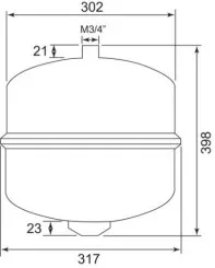 Vase d'expansion chauffage 25 litres cylindrique 