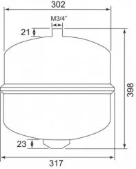 Vase d'expansion chauffage 25 litres cylindrique 