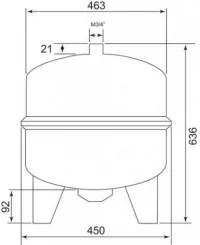 Vase d'expansion chauffage sur pied 80 litres