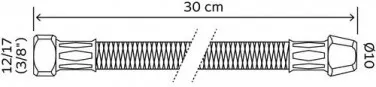 Flexible sanitaire 1 écrou tournant femelle 12/17 - 1 raccord bicône 10 pour cuivre - Longueur 300mm DN8