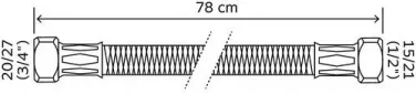 Flexible sanitaire 2 écrous tournants femelle 20/27 - 15/21 - Longueur 780mm DN10