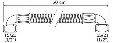 Flexible sanitaire 2 coudes écrou tournant femelle 20/27 - Longueur 500mm DN10