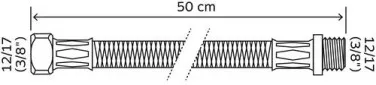 Flexible sanitaire 1 écrou tournant femelle 12/17 - 1 raccord mâle 12/17 - Longueur 500 mm - DN8