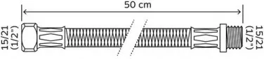 Flexible sanitaire 1 écrou tournant femelle 15/21 - 1 raccord mâle 15/21 - Longueur 500 mm - DN8