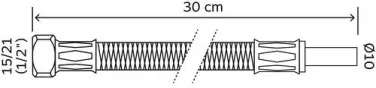 Flexible sanitaire 1 raccord écrou tournant femelle 15/21 et 1 tube lisse à souder ø10 - Longueur 300mm DN10