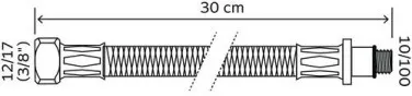 Flexible sanitaire 1 écrou tournant femelle 12/17 - 1 raccord mâle 10/100 - Longueur 300mm DN8
