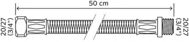 Flexible sanitaire 1 écrou tournant femelle 20/27 - 1 raccord mâle 20/27 - Longueur 500 mm - DN10