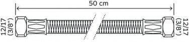 Flexible sanitaire 2 écrous tournants femelle 12/17 - Longueur 500mm DN8