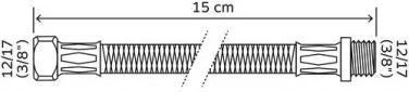 Flexible sanitaire 1 écrou tournant femelle 12/17 - 1 raccord mâle 12/17 - Longueur 150 mm - DN8