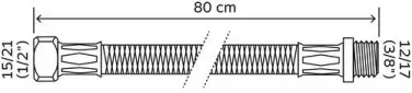 Flexible sanitaire 1 écrou tournant femelle 15/21 - 1 raccord mâle 12/17 - Longueur 800 mm - DN8