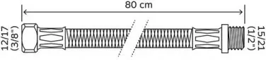 Flexible sanitaire 1 écrou tournant femelle 12/17 - 1 raccord mâle 15/21 - Longueur 800 mm - DN10