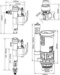 Mécanisme complet à double poussoir à câble avec robinet réversible