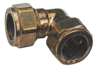 Coude 90° égal ø10 à bicône laiton pour tube cuivre