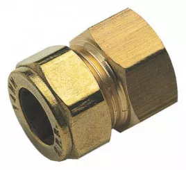 Raccord droit femelle et bicône laiton pour tube cuivre ø6-5/10