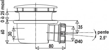 Bonde de douche horizontale extra-plate ø90 - VALENTIN