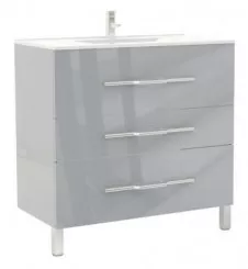 Meuble NANNING sur pieds 90cm gris souris