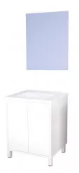Meuble ODESSA sur pieds 2 portes 60cm blanc miroir suspendu