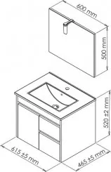 Meuble LUMPUR à suspendre 60cm miroir suspendu