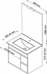 Meuble LUMPUR à suspendre 60cm miroir affleurant - BATHROOM THERAPY