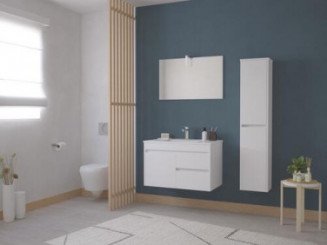 Meuble LUMPUR à suspendre 80cm miroir suspendu - BATHROOM THERAPY