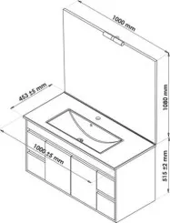 Meuble LUMPUR à suspendre 100cm miroir affleurant