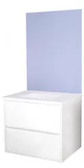 Meuble ODESSA à suspendre 2 tiroirs 80cm blanc miroir affleurant