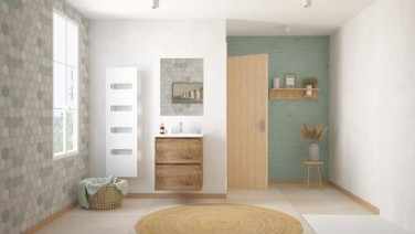 Meuble ODESSA à suspendre 2 tiroirs 60cm bois miroir suspendu