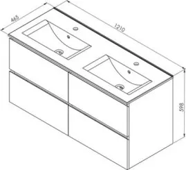 Meuble OSLO à suspendre 4 tiroirs 120cm bois