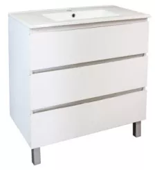 Meuble OSLO sur pieds 3 tiroirs 80cm blanc mat
