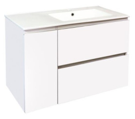 Meuble OSLO à suspendre 2 tiroirs & 1 porte 90cm blanc mat