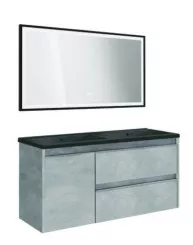 Meuble BOSTON à suspendre 120cm béton avec miroir LED SEVILLE