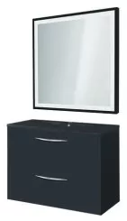 Meuble DUBAI à suspendre 60cm noir avec miroir LED SEVILLE
