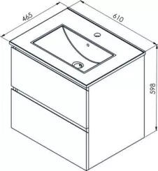 Meuble OSLO à suspendre 2 tiroirs 60cm bois avec vasque noire