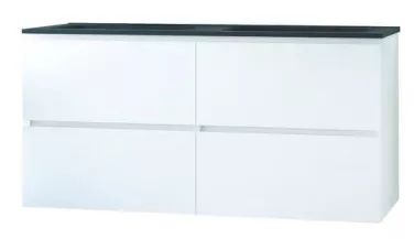 Meuble OSLO à suspendre 4 tiroirs 120cm blanc mat avec vasque noire
