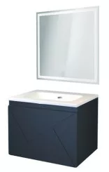 Meuble LONDRES a suspendre 60cm noir avec miroir LED SEVILLE 