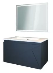 Meuble LONDRES a suspendre 80cm noir avec miroir LED SEVILLE 