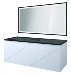 Meuble LONDRES a suspendre 120cm blanc avec miroir LED SEVILLE 