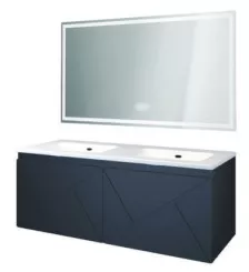Meuble LONDRES a suspendre 120cm noir avec miroir LED SEVILLE 