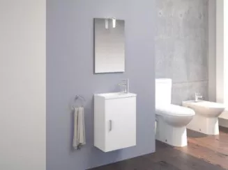 Meuble lave-mains de face à suspendre new york blanc