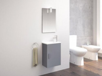 Meuble lave-mains de face à suspendre new york anthracite