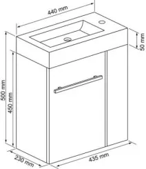 Meuble lave-mains SEYMOUR lagon avec vasque blanche