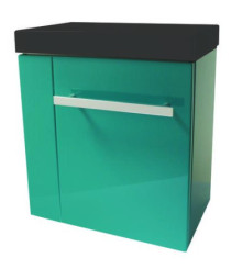 Meuble lave-mains SEYMOUR lagon avec vasque noire