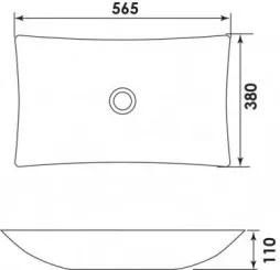 Vasque rectangulaire à poser 56,5x38x11cm