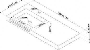 Plan vasque excentree à suspendre 120cm hoya - BATHROOM THERAPY