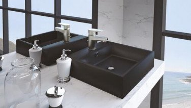 Vasque à poser carré 45cm en résine noire - BATHROOM THERAPY