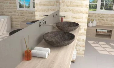 Vasque à poser ronde ø44cm en terrazo noire