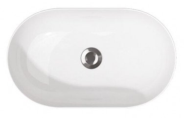 Vasque à poser semi encastree ovale 60x35x11 cm blanche