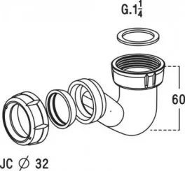 Siphon de bidet plastique forme P ø32 - NICOLL