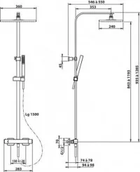 Colonne de douche thermostatique téléscopique corps froid CUADR'O 
