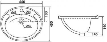 Vasque ovale à encastrer 55x45x19cm - BATHROOM THERAPY